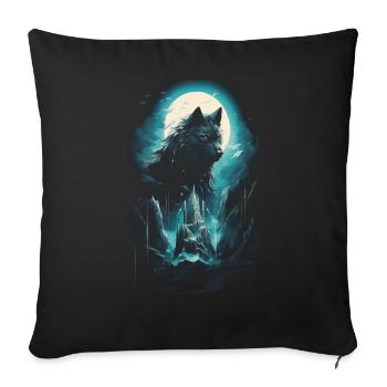 Loup Loups Moyen Âge Dark Wilderness Nordique - Housse de coussin décorative 45 x 45 cm - noir - Devant
