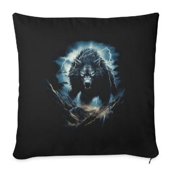 Loup Loups Moyen Âge Dark Wilderness Nordique - Housse de coussin décorative 45 x 45 cm - noir - Devant