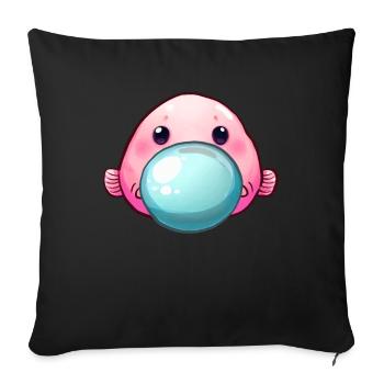 Lustiger Blobfisch Kaugummi - Sofakissenbezug 45 x 45 cm - Schwarz - Vorne