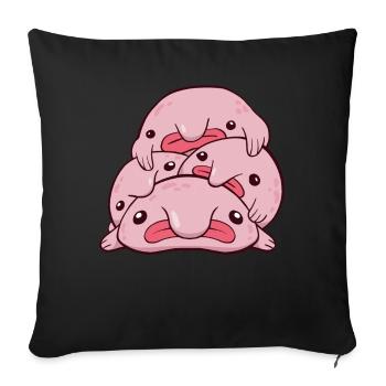 Kawaii Blobfish Pile - Sofa pillowcase 17,3'' x 17,3'' (45 x 45 cm) - black - Front