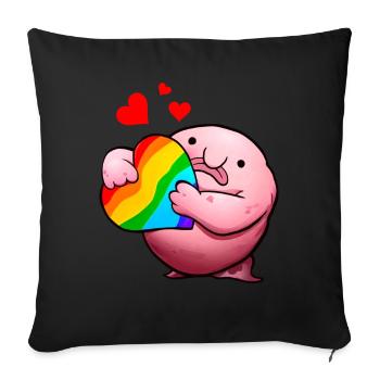 Blobfish LGBTQ Pride arc-en-ciel - Housse de coussin décorative 45 x 45 cm - noir - Devant