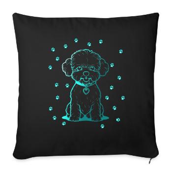 Bichon Frise with small paws - Sofa pillowcase 17,3'' x 17,3'' (45 x 45 cm) - black - Front