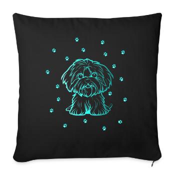 Bichon havanais avec de petites pattes - Housse de coussin décorative 45 x 45 cm - noir - Devant