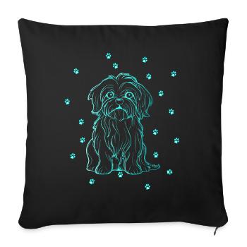 Bichon Havanais avec de petites pattes - Housse de coussin décorative 45 x 45 cm - noir - Devant