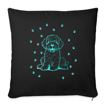 Portuguese Water Dog mit kleinen Pfoten - Sofakissenbezug 45 x 45 cm - Schwarz - Vorne