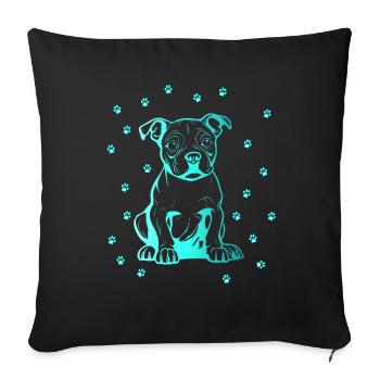 Pitbull américain avec de petites pattes - Housse de coussin décorative 45 x 45 cm - noir - Devant