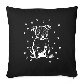 American Pitbull with Small Paws - Sofa pillowcase 17,3'' x 17,3'' (45 x 45 cm) - black - Front