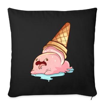 Kawaii Blobfish Melting Ice Cream - Sofa pillowcase 17,3'' x 17,3'' (45 x 45 cm) - black - Front
