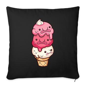 Crème glacée Kawaii Blobfish - Housse de coussin décorative 45 x 45 cm - noir - Devant