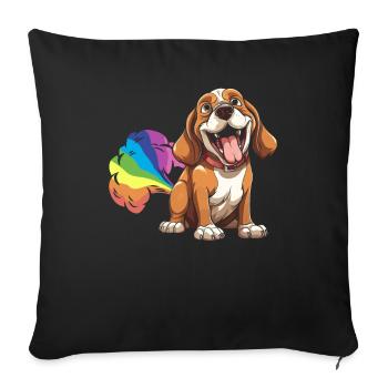 Beagle Funny Rainbow Fart - Sofa pillowcase 17,3'' x 17,3'' (45 x 45 cm) - black - Front