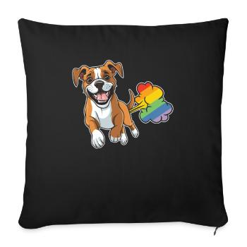 Boxer Hund Deutscher Boxer Regenbogen - Sofakissenbezug 45 x 45 cm - Schwarz - Vorne