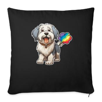 Old English Shepherd Bobtail Cute - Sofa pillowcase 17,3'' x 17,3'' (45 x 45 cm) - black - Front