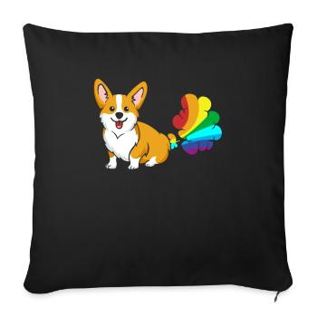 Corgi Cute Rainbow Fart - Sofa pillowcase 17,3'' x 17,3'' (45 x 45 cm) - black - Front