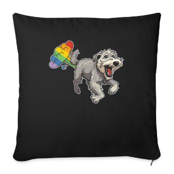 Irish Wolfhound Rainbow Rainbow Fart - Sofa pillowcase 17,3'' x 17,3'' (45 x 45 cm) - black - Front