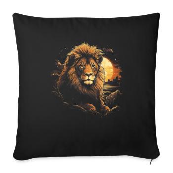 Lion, King, Animal, Wildlife - Sofa pillowcase 17,3'' x 17,3'' (45 x 45 cm) - black - Front