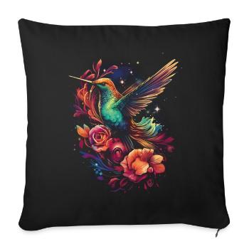 Hummingbird, Flower, Bird Lover, Animal - Sofa pillowcase 17,3'' x 17,3'' (45 x 45 cm) - black - Front