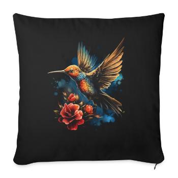 Hummingbird, Flower, Bird Lover, Animal - Sofa pillowcase 17,3'' x 17,3'' (45 x 45 cm) - black - Front