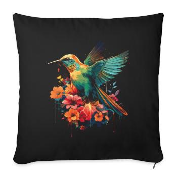 Hummingbird, Flower, Bird Lover, Animal - Sofa pillowcase 17,3'' x 17,3'' (45 x 45 cm) - black - Front