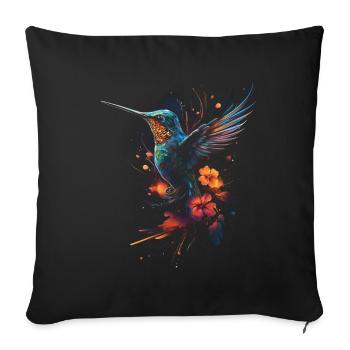 Hummingbird, Flower, Bird Lover, Animal - Sofa pillowcase 17,3'' x 17,3'' (45 x 45 cm) - black - Front
