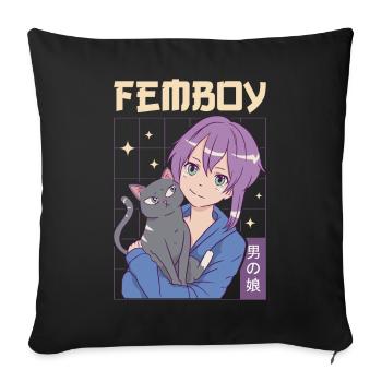 Femboy Crossdressing Crossdresser MTF Anime - Sofa pillowcase 17,3'' x 17,3'' (45 x 45 cm) - black - Front
