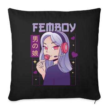 Femboy Crossdressing Crossdresser MTF Anime - Sofa pillowcase 17,3'' x 17,3'' (45 x 45 cm) - black - Front