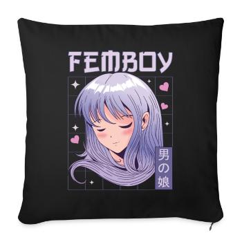 Femboy Crossdressing Crossdresser MTF Anime - Sofa pillowcase 17,3'' x 17,3'' (45 x 45 cm) - black - Front