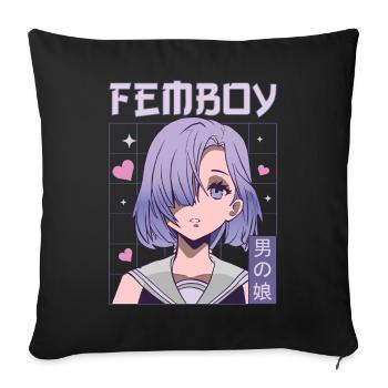 Femboy Crossdressing Crossdresser MTF Anime - Sofa pillowcase 17,3'' x 17,3'' (45 x 45 cm) - black - Front
