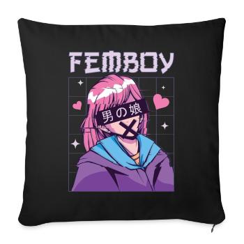 Femboy Crossdressing Crossdresser MTF Anime - Sofa pillowcase 17,3'' x 17,3'' (45 x 45 cm) - black - Front