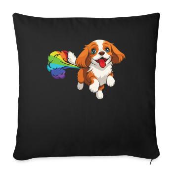 King Charles Cavalier Drôle Arc-en-ciel Pet - Housse de coussin décorative 45 x 45 cm - noir - Devant