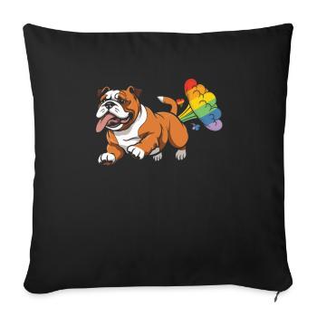 Bouledogue arc-en-ciel arc-en-ciel Pet - Housse de coussin décorative 45 x 45 cm - noir - Devant