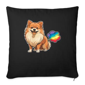 Pomeranian Funny Rainbow Fart - Sofa pillowcase 17,3'' x 17,3'' (45 x 45 cm) - black - Front