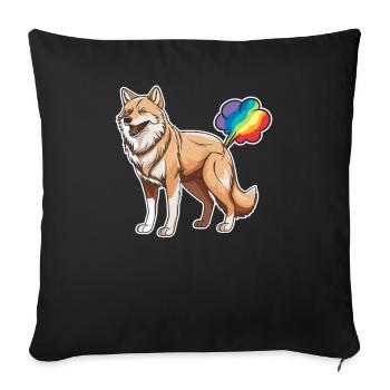 Loup Drôle Arc-en-Ciel Pet - Housse de coussin décorative 45 x 45 cm - noir - Devant