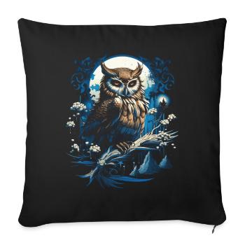 Eule Fantasie Japanisch Mythologie Magisch - Sofakissenbezug 45 x 45 cm - Schwarz - Vorne