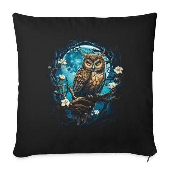 Eule Fantasie Japanisch Mythologie Magisch - Sofakissenbezug 45 x 45 cm - Schwarz - Vorne
