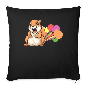 Écureuil Drôle Arc-en-ciel Pet - Housse de coussin décorative 45 x 45 cm - noir - Devant