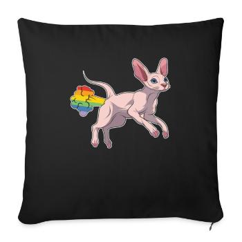 Sphynx Cat Rainbow Rainbow Fart - Sofa pillowcase 17,3'' x 17,3'' (45 x 45 cm) - black - Front
