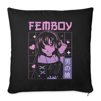 Femboy Crossdressing Crossdresser MTF Anime - Sofa pillowcase 17,3'' x 17,3'' (45 x 45 cm) - black - Front