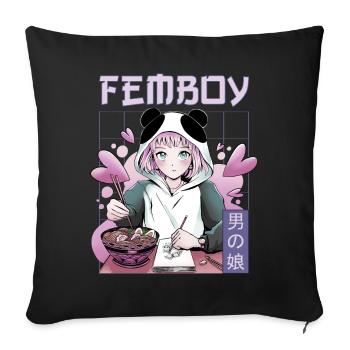 Femboy Crossdressing Crossdresser MTF Anime - Sofa pillowcase 17,3'' x 17,3'' (45 x 45 cm) - black - Front