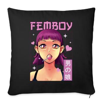 Femboy Crossdressing Crossdresser MTF Anime - Sofa pillowcase 17,3'' x 17,3'' (45 x 45 cm) - black - Front