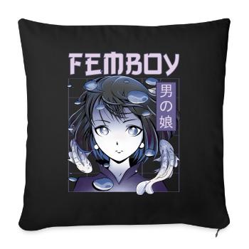 Femboy Crossdressing Crossdresser MTF Anime - Sofa pillowcase 17,3'' x 17,3'' (45 x 45 cm) - black - Front
