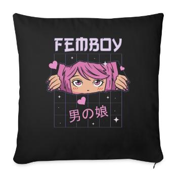 Femboy Crossdressing Crossdresser MTF Anime - Sofa pillowcase 17,3'' x 17,3'' (45 x 45 cm) - black - Front