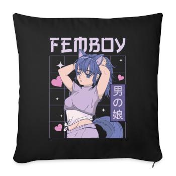 Femboy Crossdressing Crossdresser MTF Anime - Sofa pillowcase 17,3'' x 17,3'' (45 x 45 cm) - black - Front