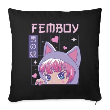 Femboy Crossdressing Crossdresser MTF Anime - Sofa pillowcase 17,3'' x 17,3'' (45 x 45 cm) - black - Front