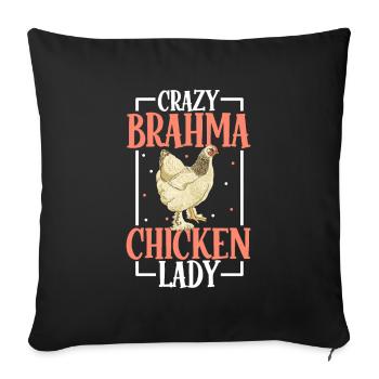 Crazy Brahma Chicken Lady - Brahma - Sofa pillowcase 17,3'' x 17,3'' (45 x 45 cm) - black - Front