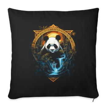 Panda Chinese Japanese Asia Bamboo Kawaii - Sofa pillowcase 17,3'' x 17,3'' (45 x 45 cm) - black - Front