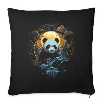 Panda Chinese Japanese Asia Bamboo Kawaii - Sofa pillowcase 17,3'' x 17,3'' (45 x 45 cm) - black - Front