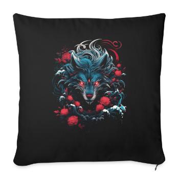 Loup Japonais Art Japonais Anime Traditionnel - Housse de coussin décorative 45 x 45 cm - noir - Devant