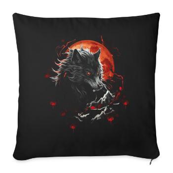 Loup Japonais Art Japonais Anime Traditionnel - Housse de coussin décorative 45 x 45 cm - noir - Devant