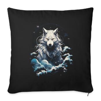 Loup Japonais Art Japonais Anime Traditionnel - Housse de coussin décorative 45 x 45 cm - noir - Devant