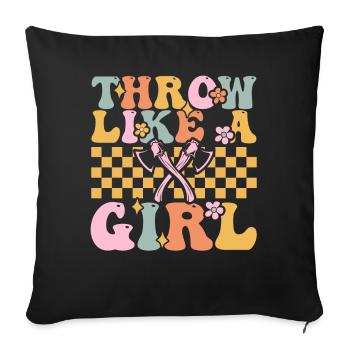 Groovy Axtwerfendes Mädchen - Sofakissenbezug 45 x 45 cm - Schwarz - Vorne
